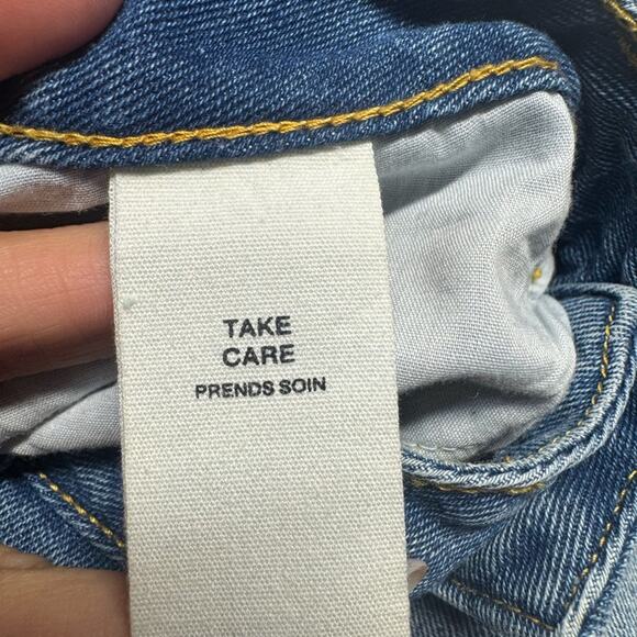 Avec Les Filles High Rise Cropped Straight Leg Raw Hem Size 30 Denim - Picture 8 of 10